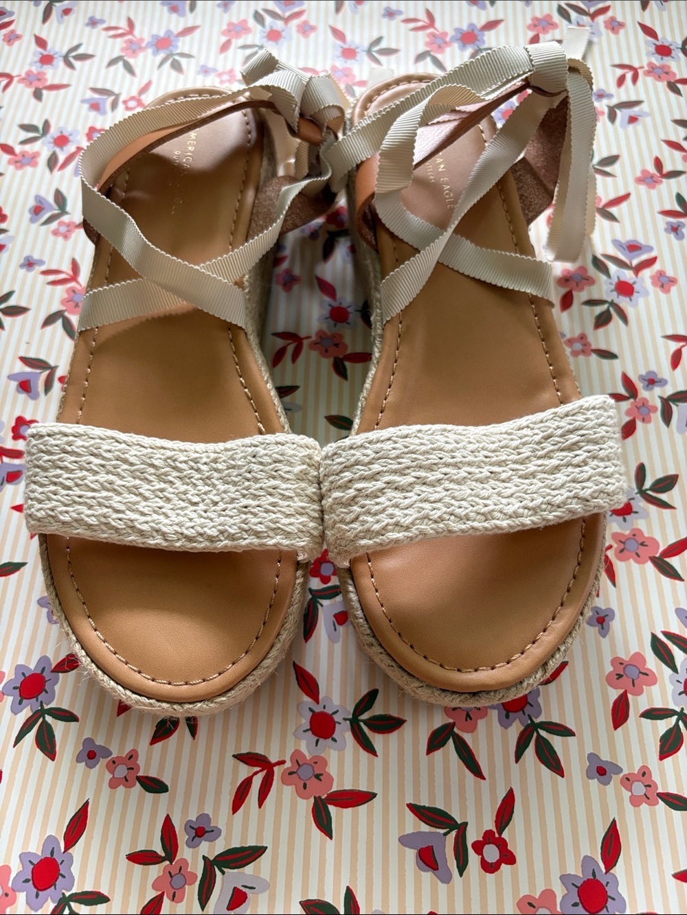American Eagle Outfitters Espadrille Lace-Up Wedge Sandals - Size 8